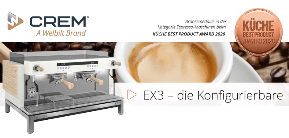 WELBILT erhält Best Product Award in Bronze für die Crem Siebträger Kaffeemaschine EX3 
