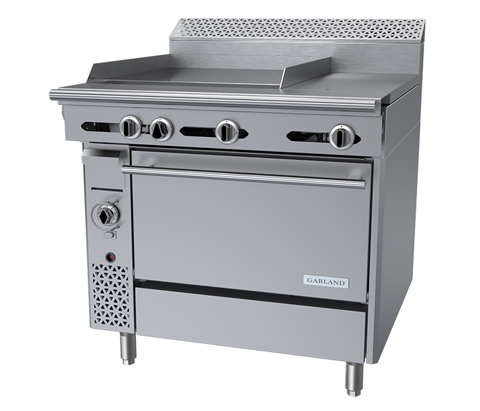 C36-3 Garland Cuisine 36" Combination Griddle/Even-Heat Hot Top Ranges with Manual Valve Control